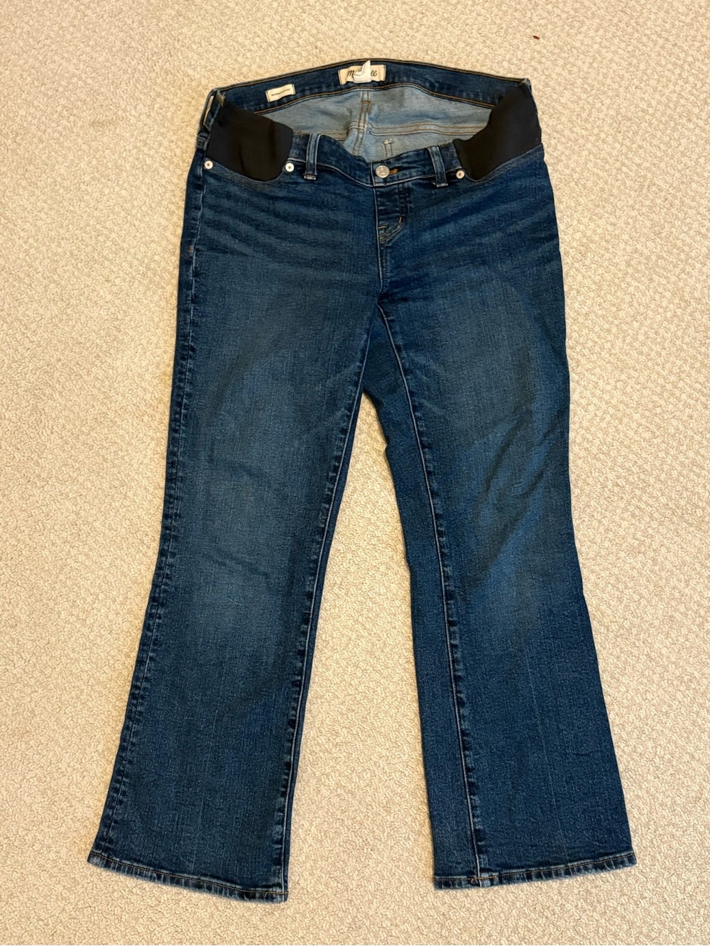 Madewell Maternity Dark Blue Flare Maternity Jeans with Black Waistband Sz 29